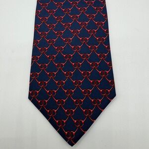 Brooks Brothers Mens Silk Tie Navy Red Equestrian Bit Pattern Made in USA